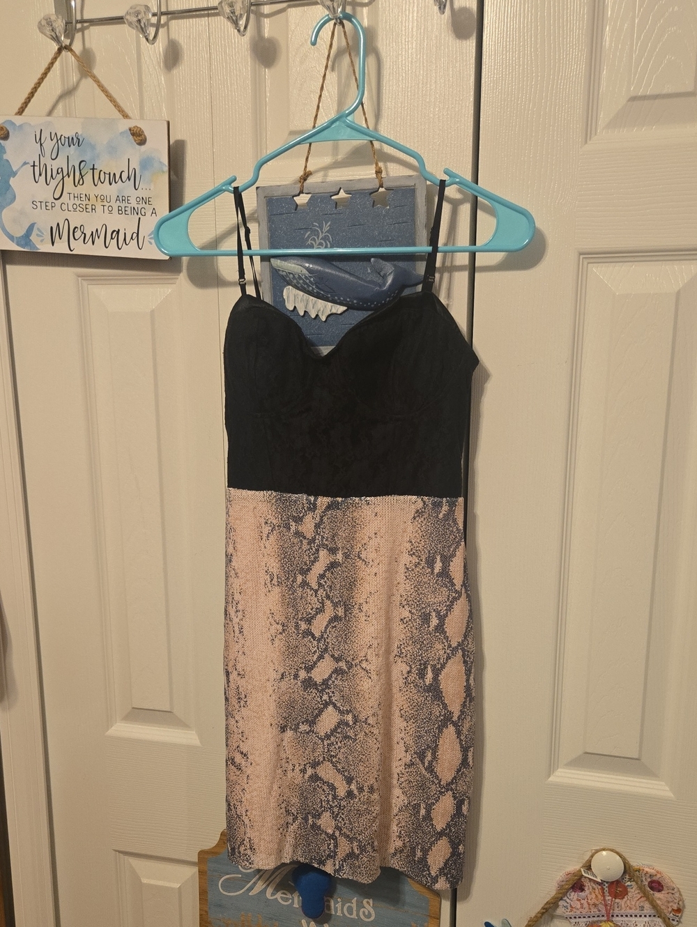 Marilyn Monroe Black Bodice Blush Snake-Print Mini Dress